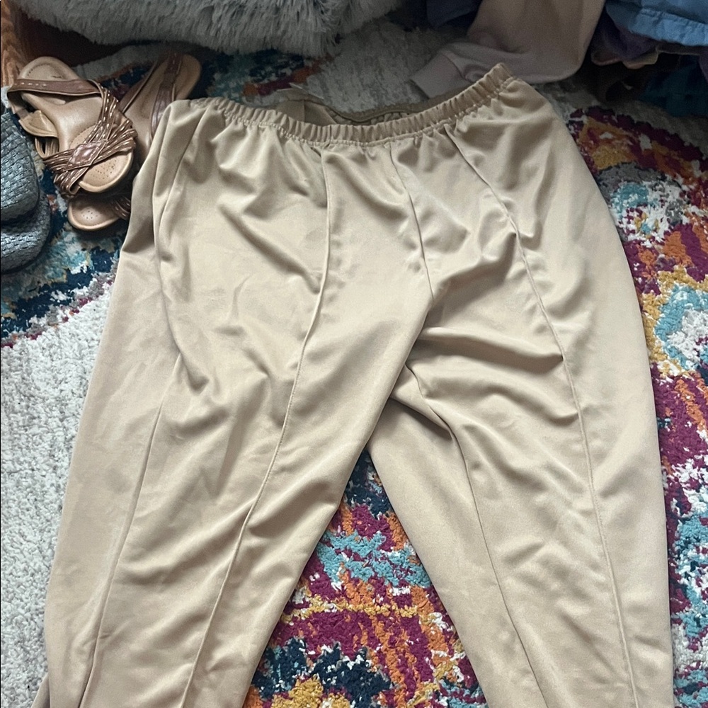 Woman Within Tan Track Pants